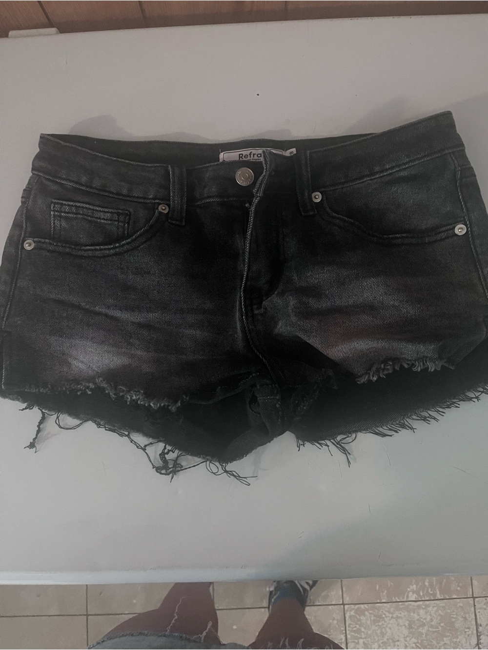 Black Frayed Hem Denim Short - Mid-Rise Women’s Jean Shorts